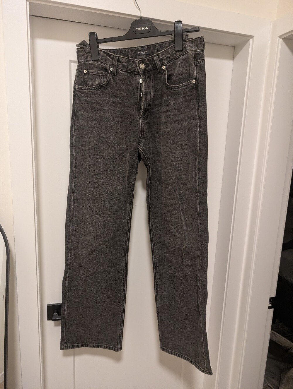 Massimo Dutti Women's Wide-Leg Jeans in Charcoal Gray